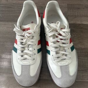 Adidas Womens White, Red, and Green Sneakers